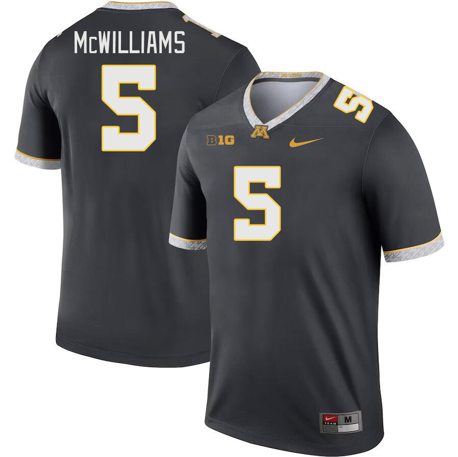 Men #5 T.J. McWilliams Minnesota Golden Gophers College Football Jerseys Stitched Sale-Charcoal